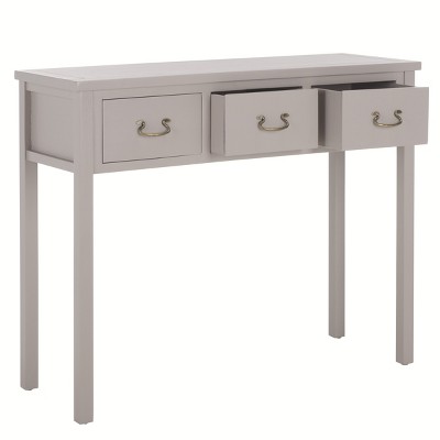 Transitional Gray Wood and Metal Console Table with 3 Drawers