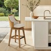 Sapphtopaz Modern Bar Stools with Rattan High-Back Upholstered Swivel Counter Stools with Recessed Arms Barstools for Kitchen Island - 2 of 4