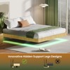 NicBex King/Queen Natural Wood Floating Bed Frame with LED Lights,Wave Wood Texture Platform Bed for Bedroom,No Box Spring Needed - 4 of 4