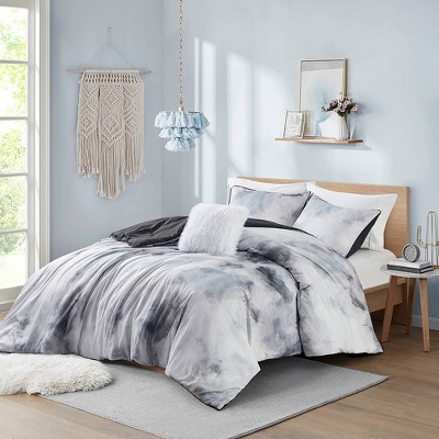Charcoal Twin Microfiber Tie Dye Comforter Set with Pillow