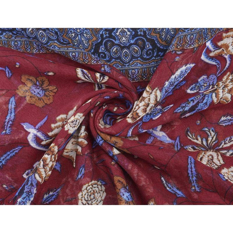 Allegra K Large Balinese Yarn Floral Print Scarves Beach Shawl Vintage Style Swimwear Wraps for Women, 3 of 7