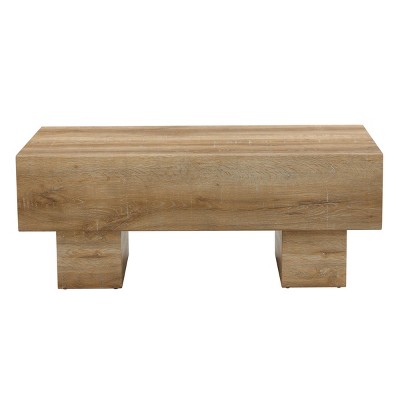 GlasFlength Coffee Tables Rectangle Coffee Table Center Table Wood Coffee Table Small Table for Living Room, Beige, 43.3"*21.6"*17.2"