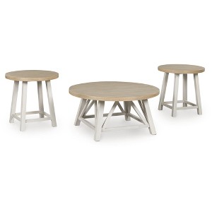 Signature Design by Ashley Fawndell 3-Piece Coffee Table Set with End Tables - Antique White/Brown Finish - 1 of 4