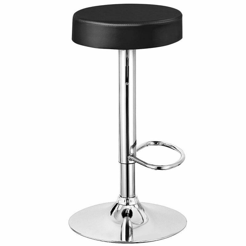 Tangkula Round Bar Stool 1 PC Adjustable Swivel Pub Chair U Leather with Footrest, 5 of 6