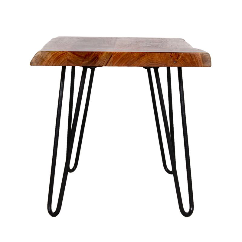 Alaterre Furniture 20" Hairpin Natural Brown Live Edge End Table Metal And Wood, 5 of 12