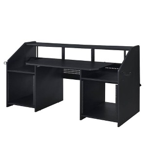 Annette 71" Desks Black - Acme Furniture: Sturdy Metal Frame, Wood Composite, Open Storage Shelf - 1 of 4