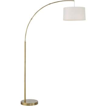 360 Lighting Spenser Vintage Floor Lamp 58 Tall Brushed Antique Brass  Metal Off White Linen Drum Shade for Living Room Bedroom Office House Home  