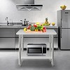 36"x24" Stainless Steel Prep Table, Stainless Steel Workbench, 662 lbs Load Capacity, 3-Stage Adjustable Shelf, with Hook, Arc Corner Edge - 2 of 4