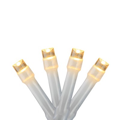 Brite Star Set of 20 Warm White LED Wide Angle Christmas Lights 4" Spacing - White Wire