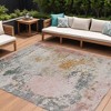 HomeRoots 8' X 10' Pink Charcoal And Copper Abstract Washable Indoor Outdoor Area Rug - 2 of 4