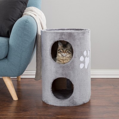 Gray Two-Story Cat Condo with Sisal Scratching Pad