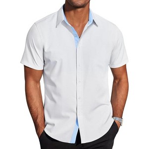 COOFANDY Men's Wrinkle Free Business Dress Shirts Short Sleeve Button Down Shirts S-XXXL - 1 of 4