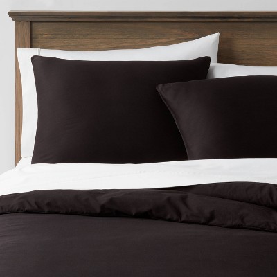 2pc Twin/Twin Extra Long Washed Cotton Sateen Duvet & Sham Set Black - Threshold™