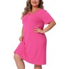Agnes Orinda Women's Plus Size Solid Short Sleeves Lace Neck Comfort Nightgowns - 2 of 4