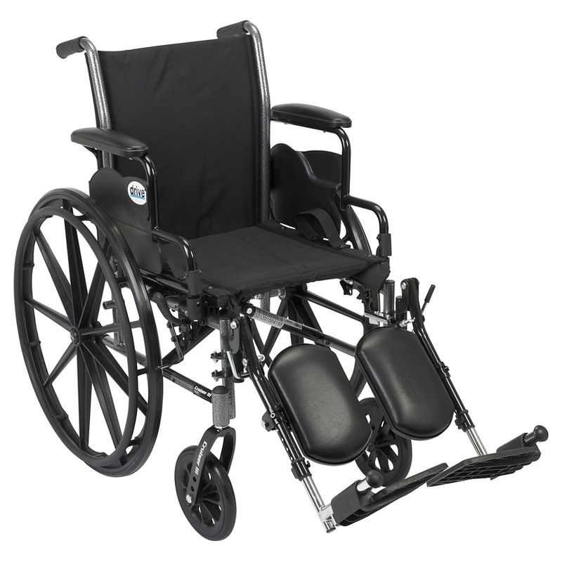 Drive Medical Cruiser III Light Weight Wheelchair with Flip Back Removable Arms, Desk Arms, Elevating Leg Rests, 20" Seat, 1 of 4
