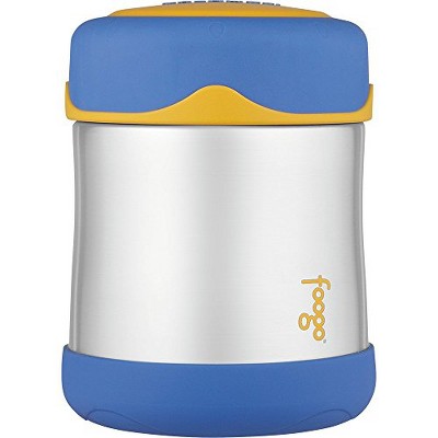 THERMOS FOOGO Vacuum Insulated Stainless Steel 10-Ounce Food Jar, Blue/Yellow