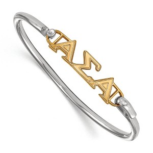 Black Bow Jewelry 14k Yellow Gold Plated Sterling Silver Alpha Sigma Alpha Greek Life Bangle Bracelet 7 Inch - 1 of 3