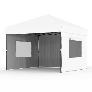 10x10 Easy Pop Up Canopy Tent, Commercial Instant Canopy, Patio Shade with 3 Sidewalls, Quick Setup for Outdoor Use - 1 of 4