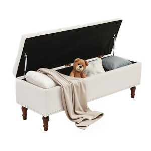 Arceso 51 Inch  Bedroom Bench，Fabric Upholstered Entryway Bench with Wooden Legs, Bench for Bedroom, Entryway, Living Room - 1 of 4