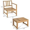 Costway 3 in 1  Patio Table Chairs Set Solid Wood Garden Furniture - image 3 of 4
