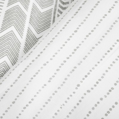 King Gray and White Cotton Geometric Duvet Set