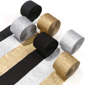 PartyWoo Crepe Paper Streamers Gold Silver Black 6 Rolls 492 ft 1.8 Inch x 82 Ft Roll - 1 of 4