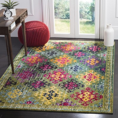 Elysian Fields Green & Multicolor Synthetic 8' x 10' Stain-Resistant Rug