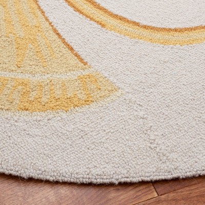 Handmade Round Multi-Color Wool Area Rug with Vintage Design