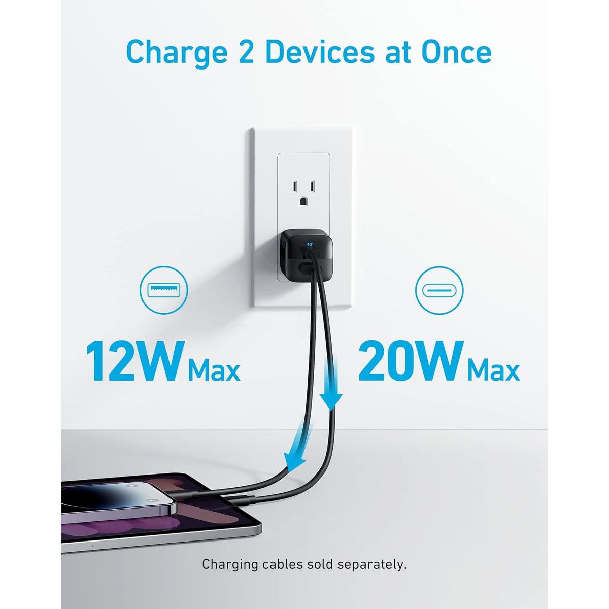 Anker USB Charger Block, 33W 2 Port Compact Type C Charger with Foldable Plug for iPhone 17/16 Series, Galaxy, and More - thumbnail 3
