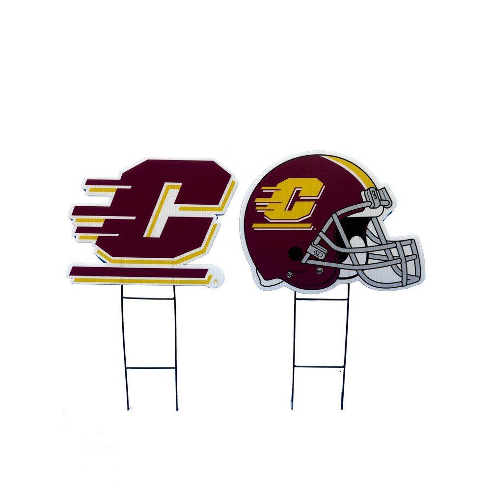NCAA Central Michigan Chippewas 2pk Logo and Helmet Garden Stake Set