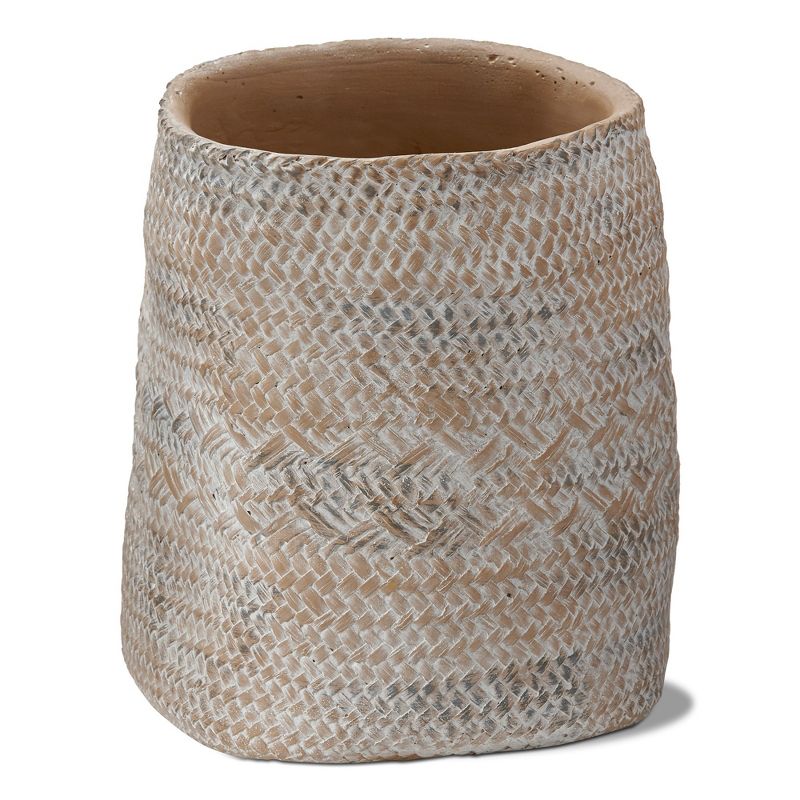 tagltd Maya Cement Basket Planter, 9.0L x 9.0W x 9.8H inches, holds up to an 6" drop in plant., 1 of 3