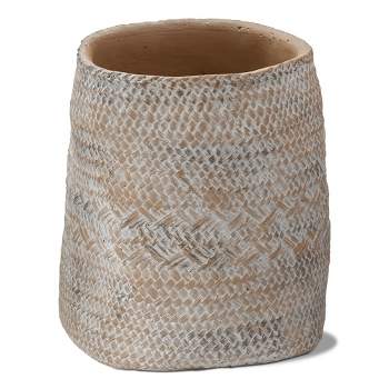 tagltd Maya Cement Basket Planter, 9.0L x 9.0W x 9.8H inches, holds up to an 6" drop in plant.