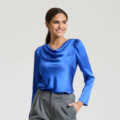Women's Satin Cowl Neck Blouse - A New Day™
