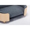 Sapphtopaz Velvet Elevated Dog Bed with Wood legs & Bent Wood Back Pet Sofa with Removable Foam Soft Cushion Dog Supplies - 3 of 4
