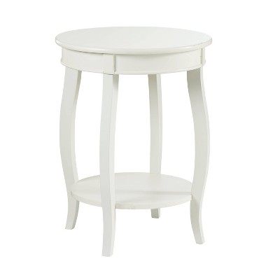 Round Table With Shelf White, Round White Nightstand Table