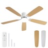 HOMLUX 52" Low Profile Ceiling Fan w/Light Remote Control 6-Speed 3-Timer,Walnut/Black/Brown - 2 of 4