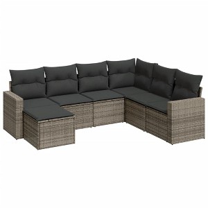 vidaXL Garden Sofa Set Grey PE rattan, powder-coated steel Large Modular - 1 of 4