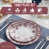 Trendables Plastic Disposable Plate Set 8" Dessert Plates & 10" Dinner Christmas Plates Burgundy Plate Vine Floral Disposable Wedding Plate Set - 4 of 4