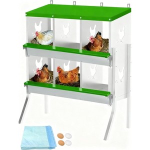 Coucheta Chicken Nesting Box, Wall Mount/Free Standing Poultry Nest for Chickens, Metal Chicken Laying Boxes with Perch, Secure Lid, Vented Holes - 1 of 3