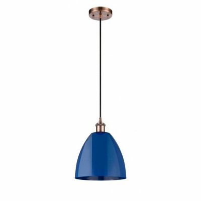 Plymouth Dome - 1 Light Cord Hung Mini Pendant In Industrial Style-12.88 Inches Tall and 9 Inches Wide
