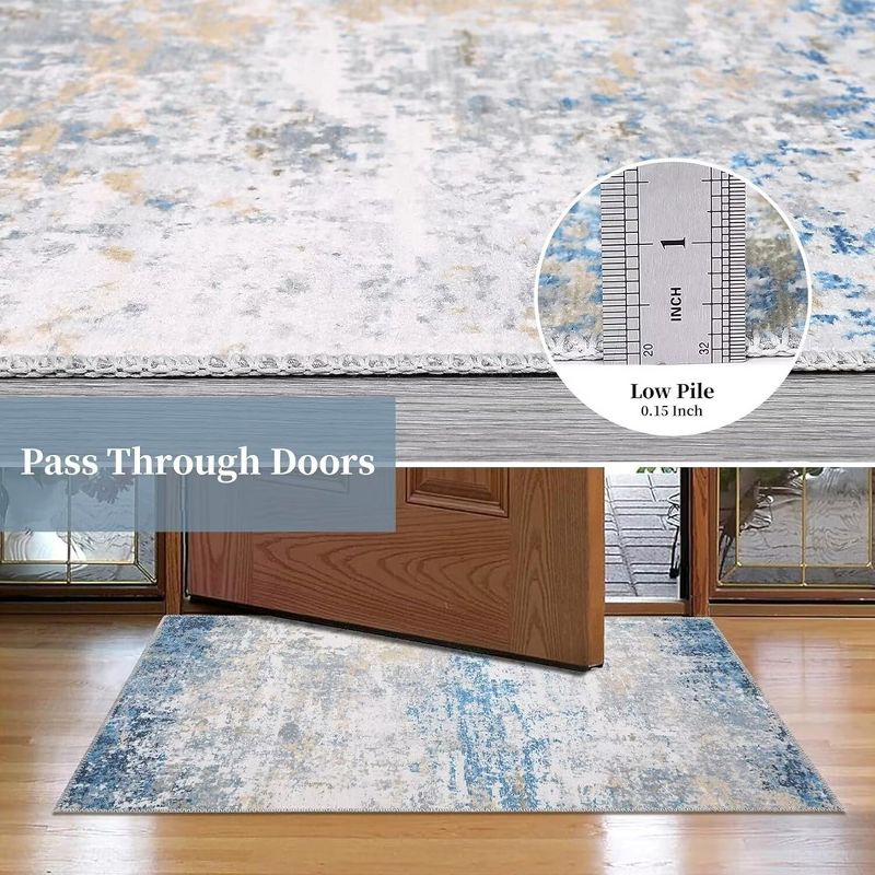 Modern Abstract Rug Washable Rug Low Pile Non-Slip Rugs for Living Room Bedroom, 4 of 8