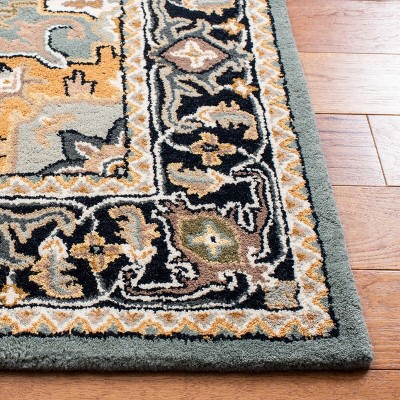 Heritage Grey and Green Hand-Tufted Wool Runner Rug