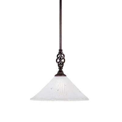 Toltec Lighting Elegante 1 - Light Pendant in  Dark Granite with 12" Frosted Crystal Shade