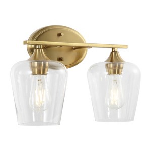 JONATHAN Y Jayne Iron/Seeded Glass Cottage Rustic LED Vanity Light - 1 of 4
