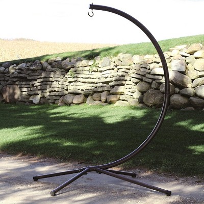 85" Black Powder-Coated Steel Hammock Chair Stand