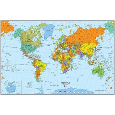 Multicolor Dry Erase US and World Map Decal Set with Marker
