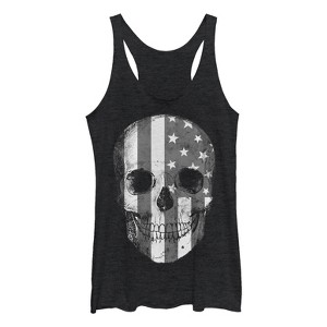 Women's Lost Gods American Flagscale Skull Racerback Tank Top - 1 of 3