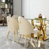 Set of 2 Modern White Velvet Dining Chairs with Curved Back, Upholstered Dining Chairs with Gold Steel Legs for Kitchen or Dining Room – The Pop Home - 3 of 4
