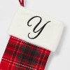 20" Plaid Monogram Christmas Holiday Stocking with Faux Fur Cuff Red/Green/White - Wondershop™ - 3 of 3