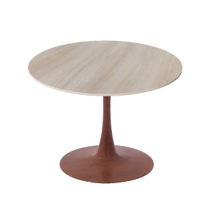 LeisureMod Bristol 27" Round Dining Table with Sintered Stone Top and Cherry Steel Pedestal Base for Modern Kitchen and Dining Room - 1 of 4